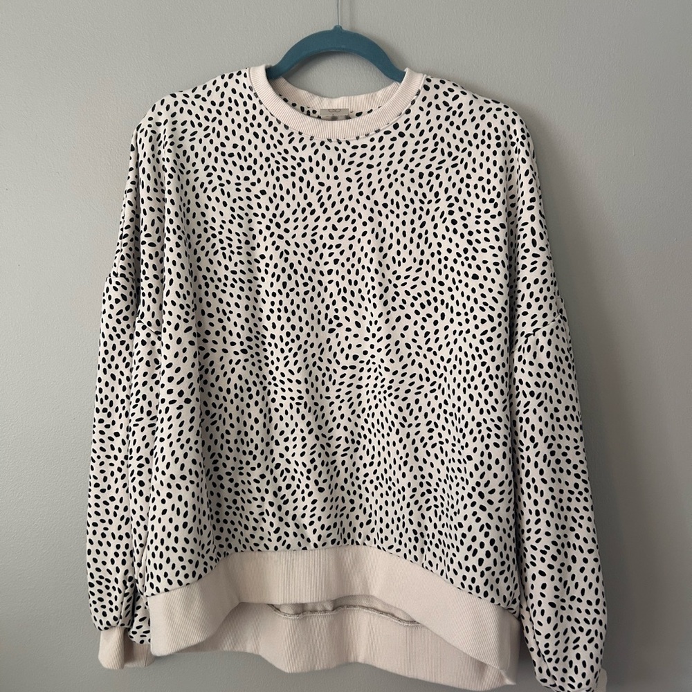 CALIA by Carrie Underwood Black and White Polka Dot Sweatshirt